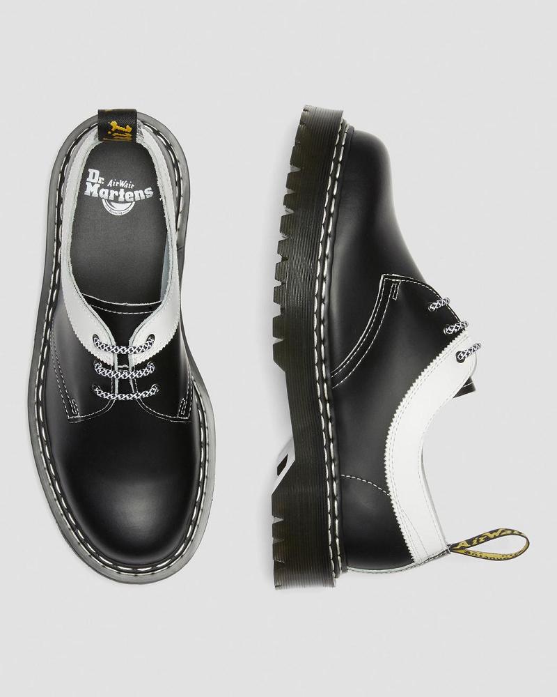 Men's Dr Martens 1461 Bex Smooth Contrast Leather Oxfords Shoes Black / White | AU 584QMA